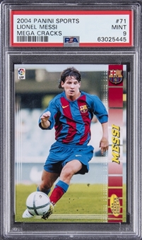 2004-05 Panini Sports Mega Cracks #71 Lionel Messi Rookie Card - PSA MINT 9